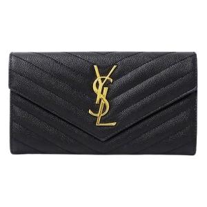 サンローラン ラウンドジップ ジッピー キャビアスキン長財布 小銭入れ ブラック SAINT LAURENT サンローランパリ ラウンドファスナー長財布 ブラック