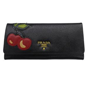 PRADA プラダ サフィアーノ コンパクトウォレット三つ折財布 ブラック PRADA（プラダ） 財布 レディース ブランド 三つ折り財布 サフィアーノ