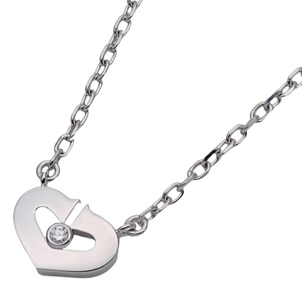 カルティエ Cartier ネックレス レディース ブランド ペンダント 750WG 1P ダイヤモ...