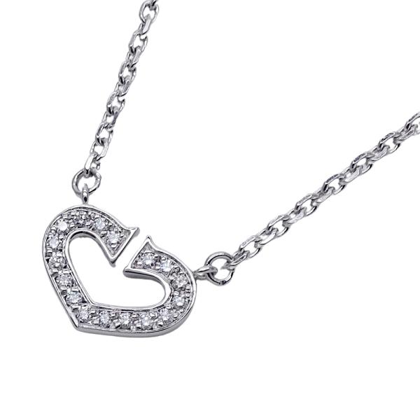 カルティエ Cartier ネックレス レディース ブランド 750WG ダイヤモンド Cハート ホ...