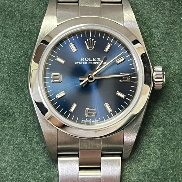 ROLEX　ロレックス　腕時計　オイスターパーペチュアル　ブルー文字盤　76080　アナログ　SS　...