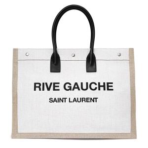 （新品・未使用品）サンローランパリ SAINT LAURENT PARIS リヴ ゴーシュ トートバッグ コーテッドリネン レザー ホワイトリネン ベージュ 黒 白 509415｜brandbrand