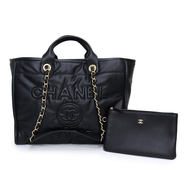 （新品・未使用品）シャネル CHANEL ドーヴィル ラージ ショッピングバッグ 2WAY チェーン...