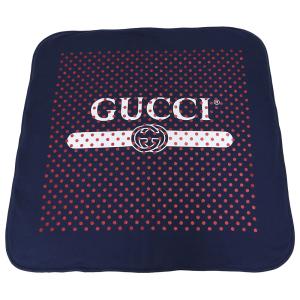 （新品・未使用品）グッチ GUCCI ベビー チルドレンズ ブランケット コットン 100％ ポルカドット 水玉 ネイビー レッド 紺 赤 627654｜brandbrand