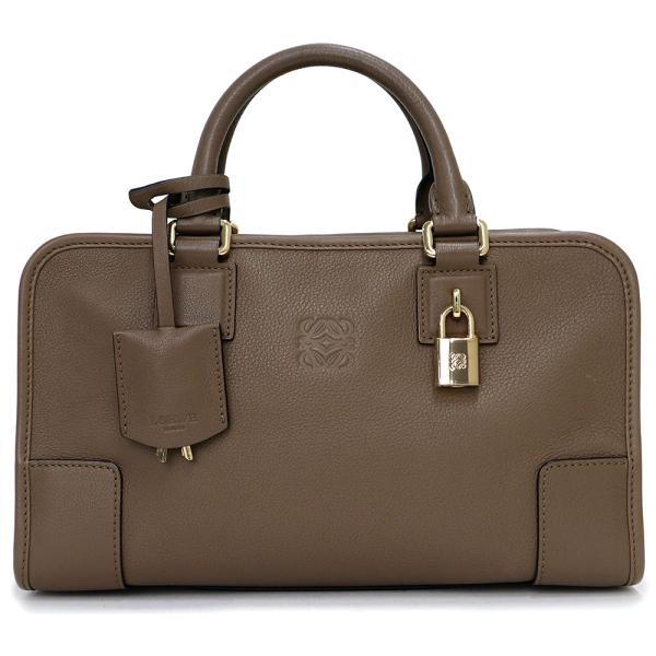 （中古）ロエベ LOEWE アマソナ 28 ミニボストン ハンドバッグ カーフスキン レザー ブラウ...