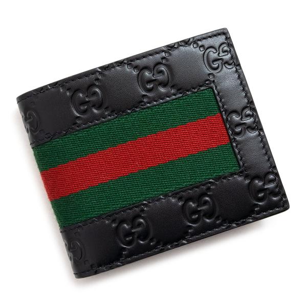 （新品・未使用品）グッチ GUCCI ウェブ シェリーライン 二つ折り財布 札入れ グッチシマ レザ...