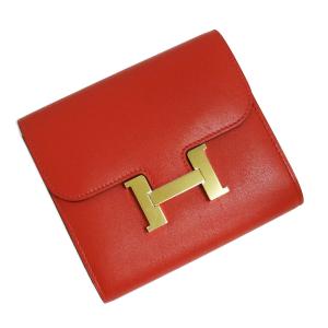 （未使用　展示品）エルメス HERMES コンスタンス コンパクト 二つ折り財布 ヴォータデラクト レザー サンギーヌ レッド 赤 ゴールド金具 C刻印｜brandbrand