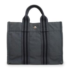 （中古）エルメス HERMES フールトゥ PM トートバッグ コットンキャンバス グレー シルバー金具｜brandbrand