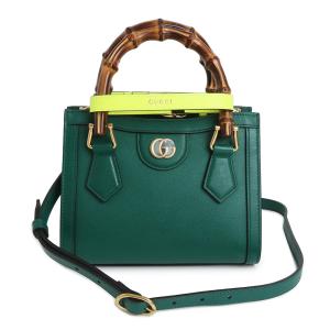 （未使用　展示品）グッチ GUCCI バンブー ダイアナ ミニ トート 2Way ショルダー ハンドバッグ 斜め掛け カーフスキン レザー グリーン 緑 655661