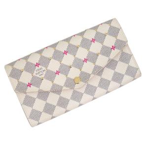 （新品・未使用品）ルイ ヴィトン LOUIS VUITTON ポルトフォイユ サラ フラワー スタッズ 長財布 ダミエアズール ホワイト フューシャピンク N45296 箱付