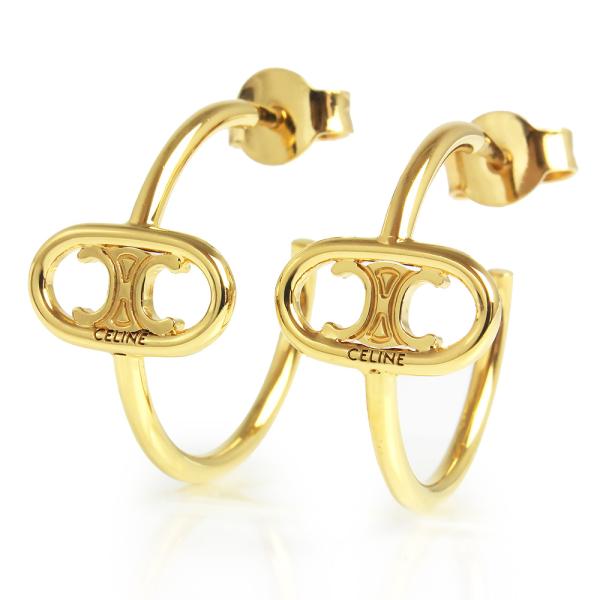 （未使用　展示品）セリーヌ CELINE マイヨン トリオンフ フープ ピアス ゴールド 46W31...