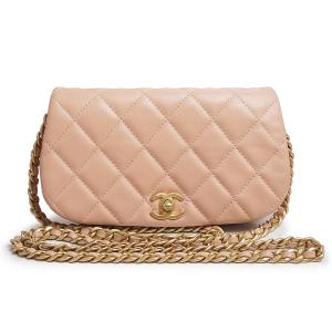 （未使用保管品）シャネル CHANEL ココマーク マトラッセ チェーン ショルダーバッグ 斜め掛け カーフスキン レザー ピンク アンティークゴールド金具 AP2358