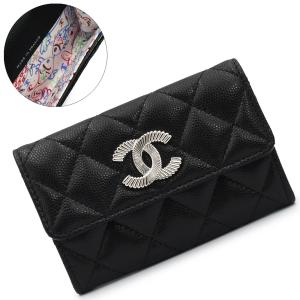 （新品・未使用品）シャネル CHANEL ココマーク フラップ カード パス コインケース 名刺 定期 小銭入れ 財布 キャビアスキン レザー ブラック 黒 AP4333 箱付
