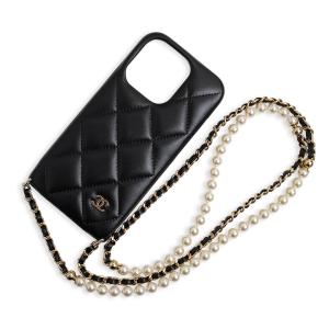 （未使用　展示品）シャネル CHANEL マトラッセ チェーン ショルダー 携帯 スマホ スマートフォンケース ラムスキン レザー ブラック 黒 ゴールド金具 AP3556