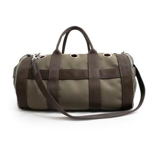 （未使用　展示品）エルメス HERMES 犬用 ショルダー キャリーバッグ 斜め掛け ナイロン コットンキャンバス ポリウレタン カーキ フー オレンジ シルバー金具