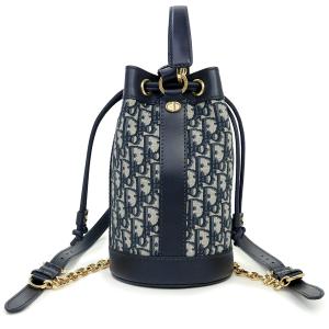 （未使用　展示品）クリスチャンディオール Christian Dior バックパック スモール リュック ショルダー ハンドバッグ ジャカード レザー 紺 M3350UTZQ