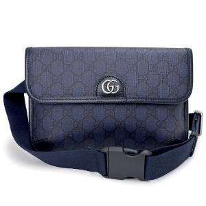 （新品・未使用品）グッチ GUCCI オフィディア スモール ベルトバッグ ウェスト ボディバッグ 斜め掛け GGスプリームキャンバス レザー ネイビー 紺 752597