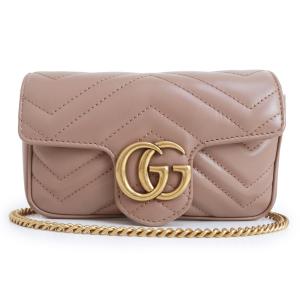 （未使用　展示品）グッチ GUCCI GGマーモント ミニバッグ キルティング チェーン ショルダー シェブロンレザー ベージュ アンティークゴールド金具 476433 箱付