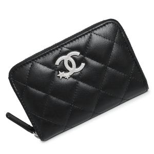 （新品・未使用品）シャネル CHANEL ココスター マトラッセ ジップ コインケース 小銭入れ 財布 カードケース 名刺入れ レザー ブラック 黒 シルバー金具 AP3728