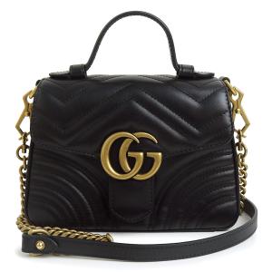 （未使用　展示品）グッチ GUCCI GGマーモント ミニ トップハンドル 2WAY チェーン ショルダー ハンドバッグ 斜め掛け キルティングレザー ブラック 547260