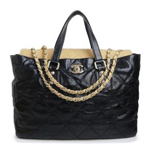 （美品）CHANEL シャネル ポートベロー カーフスキン ラムスキン ブラック ベージュ 2WAY チェーン ショルダー ハンドバッグ レザー ゴールド金具
