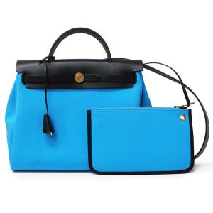 （未使用　展示品）HERMES エルメス エールバッグジップ 31 PM ルトゥルネ トワルオフィシエ キャンバス ヴァッシュハンター ブルーザンジバル ノワール レザー
