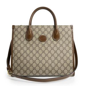 （未使用　展示品）GUCCI グッチ 659983 インターロッキングG GGスプリームキャンバス レザー ベージュ ブラウン スモール 2WAY ショルダー トートバッグ