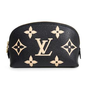 （中古）LOUIS VUITTON ルイ ヴィトン M59086 ポシェット コスメティック PM モノグラムアンプラント ノワール ブラック 化粧ポーチ レザー ゴールド金具 箱付
