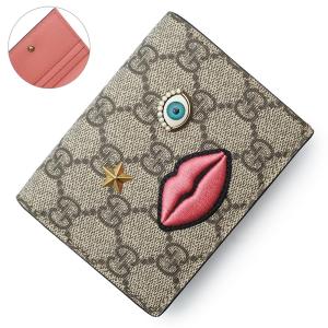（新品・未使用品）GUCCI グッチ 431398 フェイスモチーフ カードケース ウォレット GGスプリームキャンバス レザー ベージュ ピンク 二つ折り財布 ゴールド金具