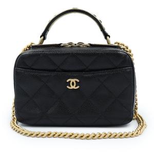 （未使用　展示品）CHANEL シャネル ココマーク マトラッセ バニティケース キャビアスキン ブラック チェーン ショルダー ハンドバッグ レザー