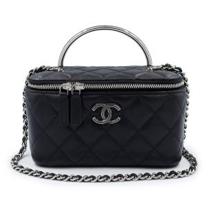 （未使用　展示品）CHANEL シャネル AP3747 ココマーク マトラッセ ロング ヴァニティケース ラムスキン ブラック チェーン ショルダー ハンドバッグ レザー