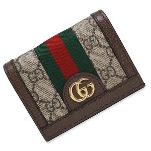 （新品・未使用品）GUCCI グッチ 523155 オフィディア GG カードケース GGスプリームキャンバス カーフスキン ブラウン コンパクト 二つ折り財布 レザー 箱付
