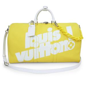 （未使用　展示品）LOUIS VUITTON ルイ ヴィトン M58748 キーポル バンドリエール 50 グレインカーフレザー イエロー ホワイト 2way ショルダー ボストンバッグ