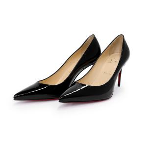 （未使用保管品）Christian Louboutin クリスチャンルブタン 3191416 ポインテッドトゥパンプス Kate ケイト パテントレザー エナメル ブラック #37.5 24.5cm
