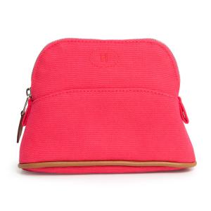 （未使用　展示品）HERMES エルメス ボリード 16 ミニミニ コットン100％ Hibiscus ハイビスカス ピンク コスメ 化粧ポーチ シルバー金具