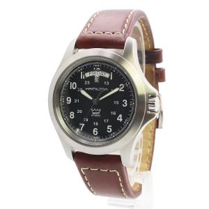 （中古）HAMILTON ハミルトン H644510 カーキ キング デイデイト クオーツ ステンレススチール レザー ブラウン ブラック シルバー 腕時計