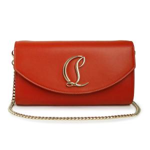 （新品・未使用品）Christian Louboutin クリスチャンルブタン 1235118 ルビ 54 カーフスキン レッド チェーンウォレット 斜め掛け 財布 レザー ゴールド金具