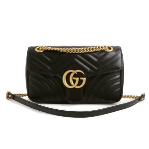 （未使用　展示品）GUCCI グッチ 443497 GGマーモント ミディアム キルティングレザー ブラック チェーン ショルダーバッグ 斜め掛け アンティークゴールド金具