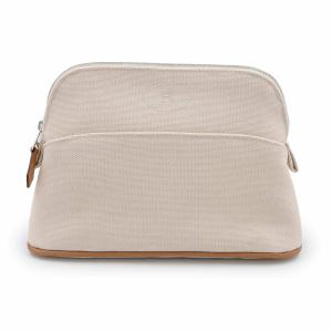 （未使用　展示品）HERMES エルメス ボリード ミニ 20 コスメ コットン100％ Naturel ナチュラル ベージュ 化粧ポーチ シルバー金具