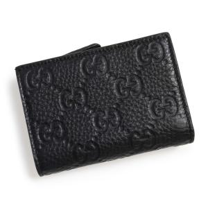 （新品・未使用品）GUCCI グッチ 815874 GGエンブレム ミディアム ウォレット GGエンボス グレインレザー ブラック 二つ折り財布 レザー ゴールド金具 箱付