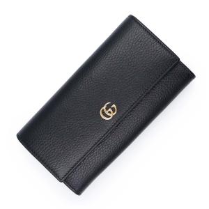 （新品・未使用品）GUCCI グッチ 456116 GG マーモント コンチネンタルウォレット カーフスキン ブラック 二つ折り財布 レザー ゴールド金具 箱付