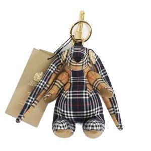 （新品・未使用品）バーバリー BURBERRY チェック ラビット うさぎ チャーム コットン カーフスキン レザー ネイビー ベージュ 8003284｜brandbrand