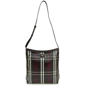 （新品・未使用品）バーバリー BURBERRY スモール ハイランド ショルダーバッグ 斜め掛け キャンバス スムースカーフレザー ブラウン マホガニーレッド 8114636