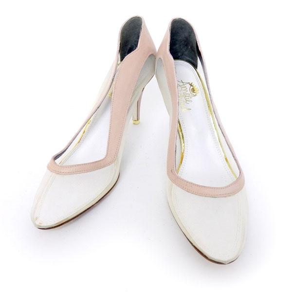 アメリ ピシャール レザー メッシュ パンプス ピンク 白 size37.5 M02793