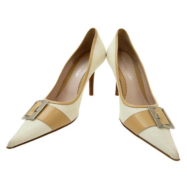 マーティンクレー MARTINE CLAY レザー ベルト ヒール パンプス ベージュ系 size3...