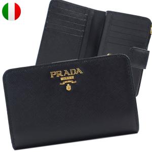 プラダ PRADA 二つ折り財布 レディース ブランド コンパクト 本革 レザー サフィアーノ イタリア製 専用箱付き ブラック/黒(1ML225 SAFFIANO METAL NERO)｜brandcojp