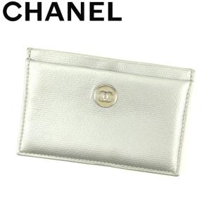【30％OFF★SUMMER SALE】シャネル カードケース 名刺入れ パスケース レディース オールドシャネル ココボタン シルバー 中古