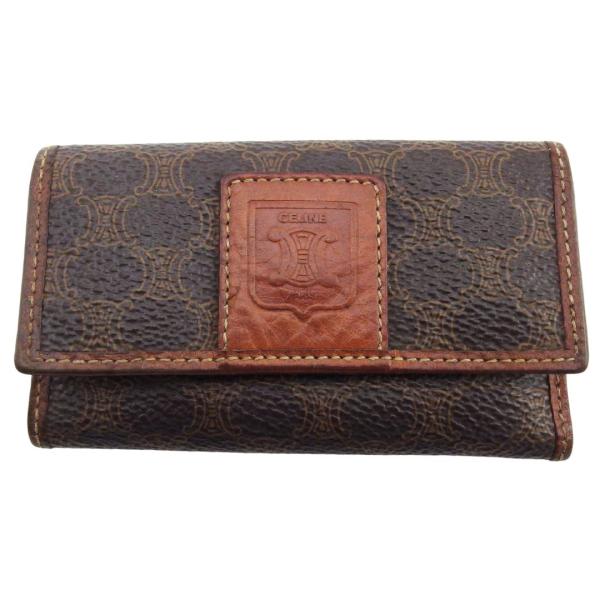 【ウィンターSALE★30%OFF】セリーヌ CELINE キーケース マカダム ブラウン ベージュ...