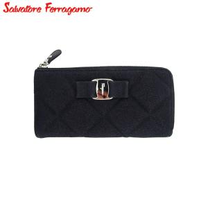 フェラガモ Ferragamo ヴァラ 二つ折り財布 レザー 224068 ブラック