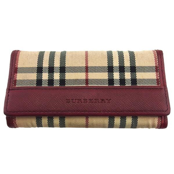 【週末タイムセール★30％OFF】バーバリー BURBERRY キーケース ノバチェック ボルドー×...